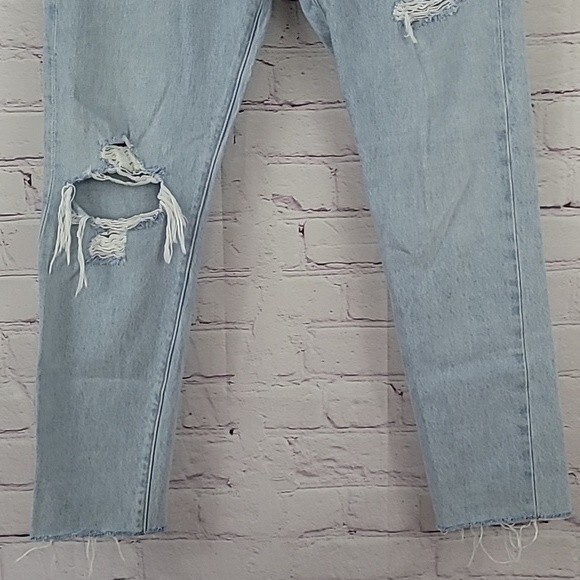Levi’s 501 Button Fly Raw Hem Distressed White Oak Cone Denim Jeans. Size 28 - Picture 3 of 13